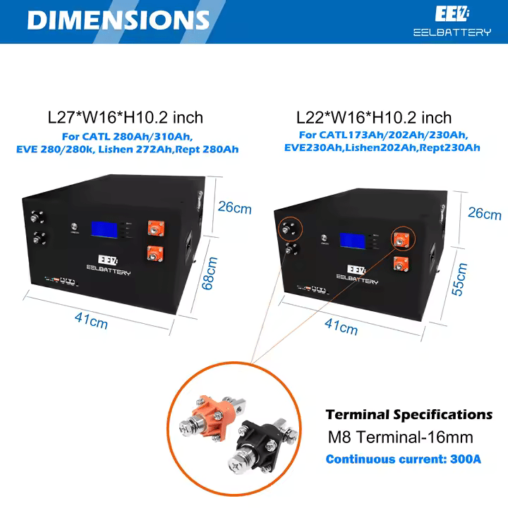 EEL V3 51,2 V 230/280AH 15kWh EJ 200A BMS LiFePO4-Batteriegehäuse + 250A Sicherung - SmartHome-Energy