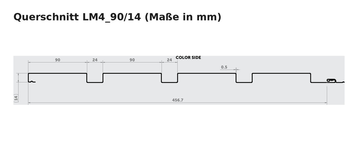 Budmat Fassadenlamelle LM4_90/14 Querschnitt mit Maßen