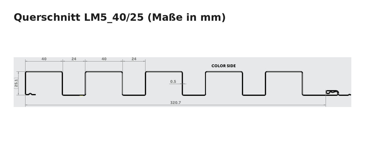 Budmat Fassadenlamelle LM5_40/25 Querschnitt mit Maßen