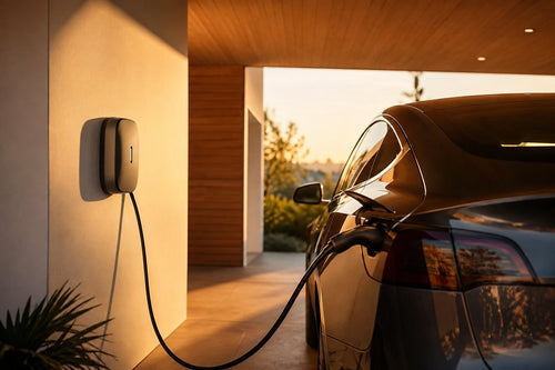 7-kW-Wallbox lädt E-Auto im Carport