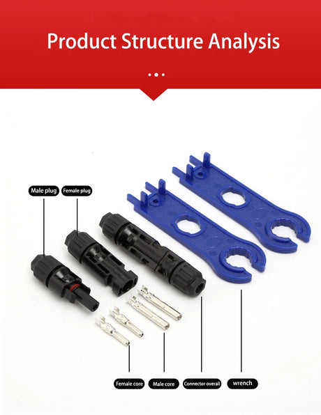 1/5/10 Paare DC Solarstecker 1000V 30A Panel Stecker Anschlüsse für PV/MC Kabel 2.5/4mm2 Hexagonal Flammhemmend - SmartHome-Energy