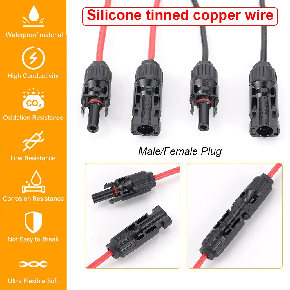 5/3M Doppelenden Solar-Verlängerungskabel mit Stecker 1000V/1500V PV DC-Stecker Solarkabel Photovoltaikdraht - SmartHome-Energy