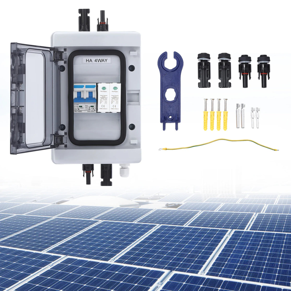 DC-Trennbox IP65 mit 4 MC4-Anschlüssen PV-Leistungsschalter-Kombinator für die Solarstromerzeugung - SmartHome-Energy