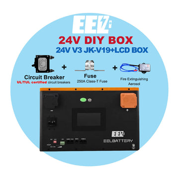 EEL 24V DIY Box mit JK-V19 und LCD: Leistungsschalter, 250-A-Class-T-Sicherung und Feuerlösch-Aerosol