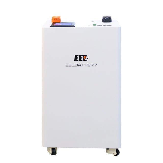 EEL V2 48V DIY-Batteriebox in vertikaler Bauform mit Display, Terminals und Rollen