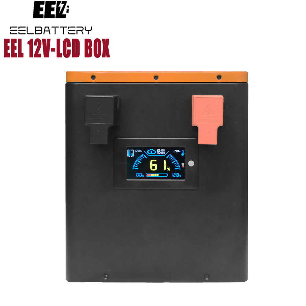 EEL 12V DIY-Batteriebox V3CR aus seitlicher Perspektive mit Display