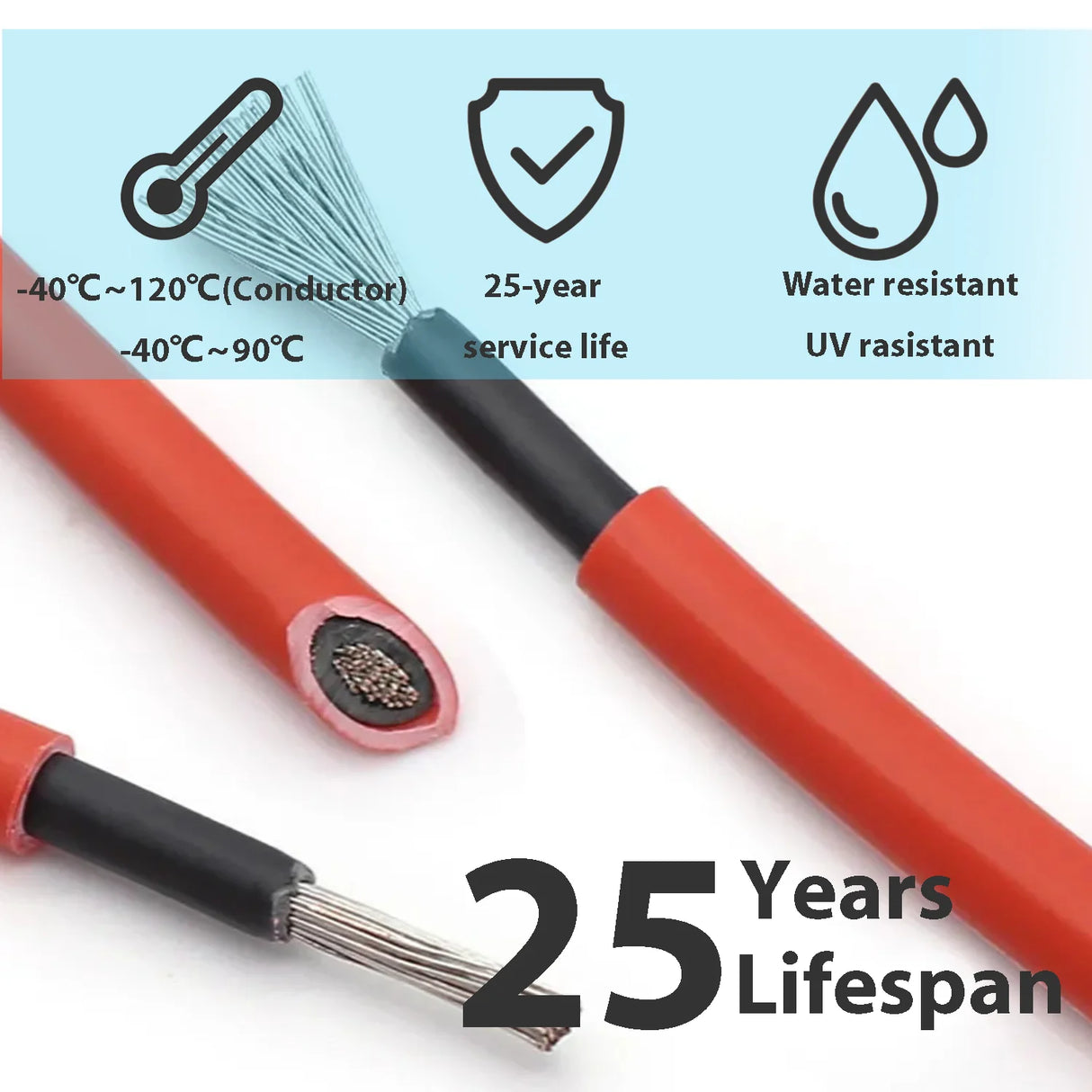 Solar Power Kabel 4/6mm2 
12/10AWG Kabel Photovoltaik 
TÜV 
Kabel für PV Paneel 
Rot Schwarz PVC Double Layer - SmartHome-Energy