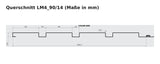 Budmat Fassadenlamelle LM4_90/14 Querschnitt mit Maßen