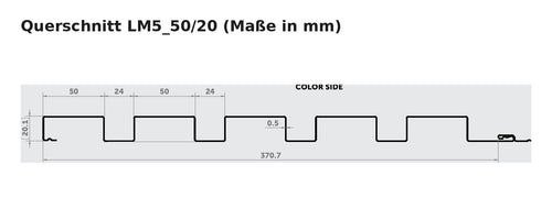 Budmat Fassadenlamelle LM5_50/20 Querschnitt mit Maßen