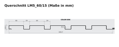 Budmat Fassadenlamelle LM5_60/15 Querschnitt mit Maßen