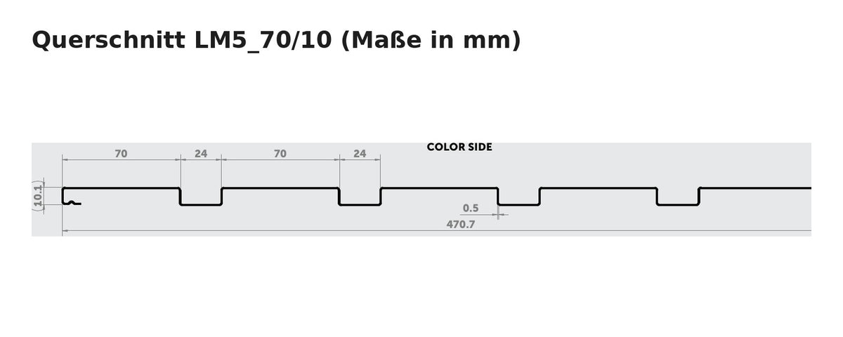 Budmat Fassadenlamelle LM5_70/10 Querschnitt mit Maßen
