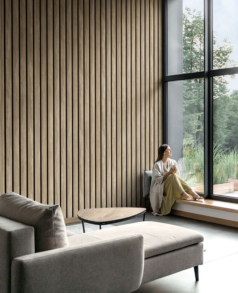 Budmat Fassadenlamellen Referenz – hinterlüftete Fassade in Dekor-Optik