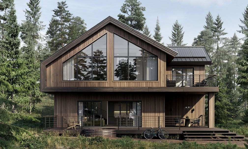Budmat Fassadenlamellen Referenz – hinterlüftete Fassade in Dekor-Optik