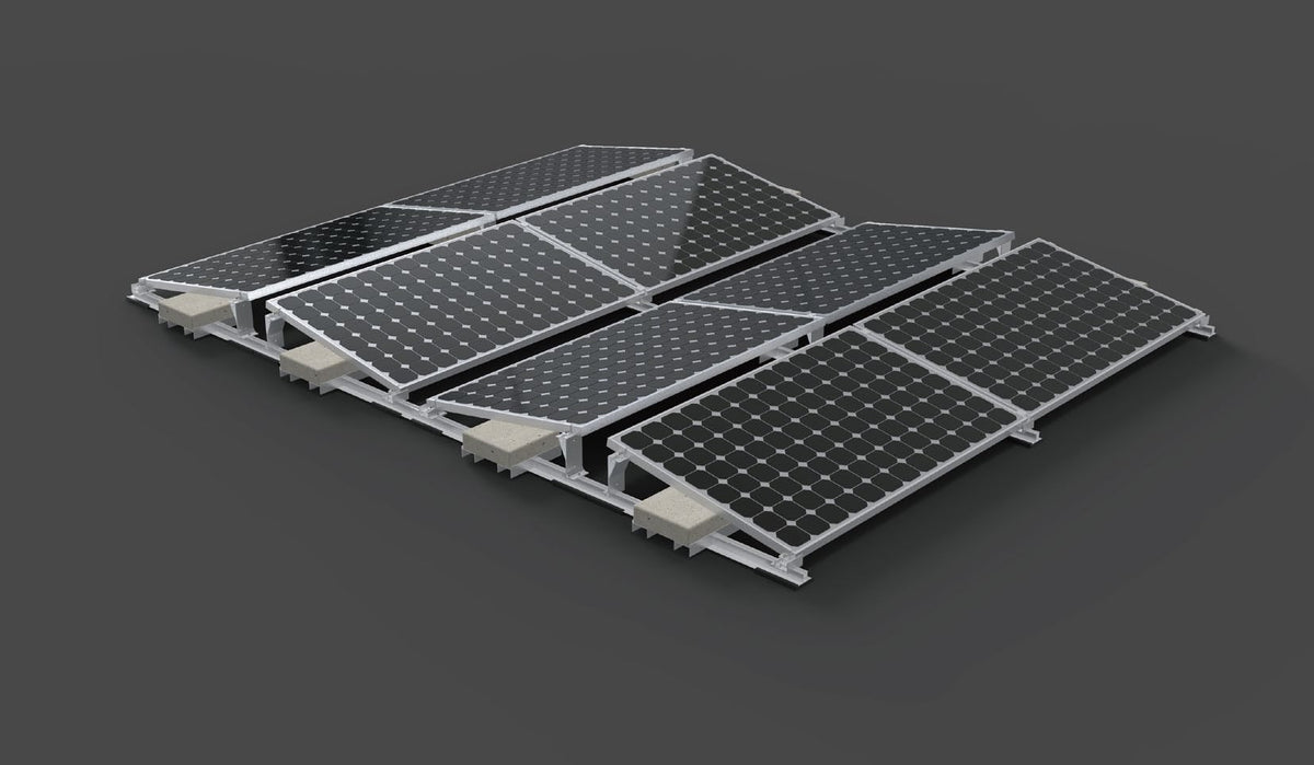 Enerack Ballasted-PRO Flachdachsystem 10° Ost-West-Aufständerung