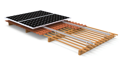 Enerack Schrägdachsystem auf Ziegeldach – Dachhaken, Schiene und Module